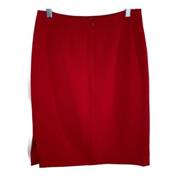Charles Gray Red Wool Pencil Skirt Size 4 | Lined Classic Fall Holiday Work - Picture 3 of 10